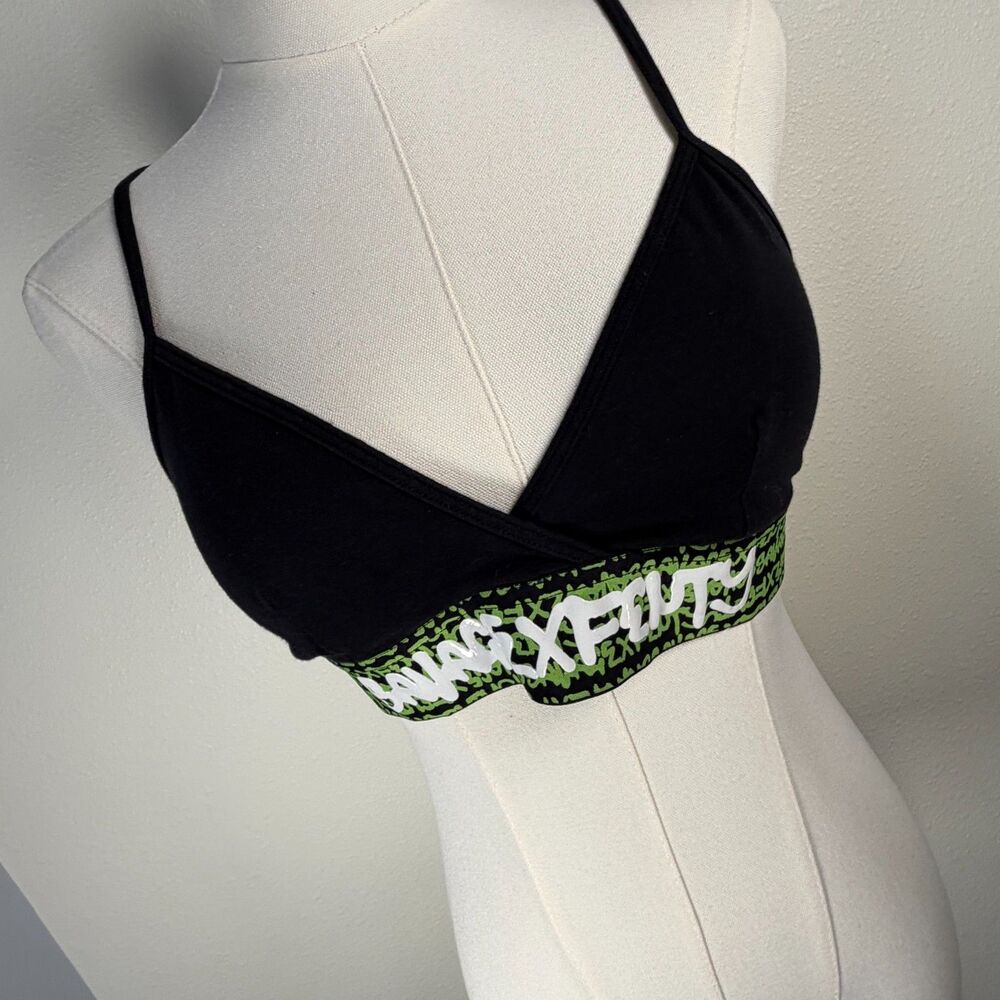 Savage X Fenty Bralette Medium Black Racerback Logo Band Wireless